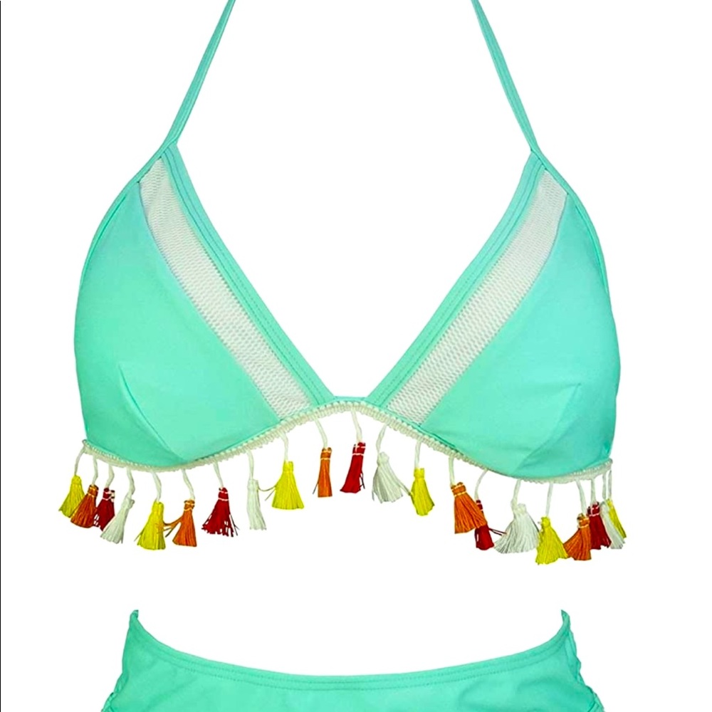 Never worn mint green highly waisted swimsuit